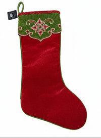 The Maison Rouge Collection Velvet Red & Green Embroidered Stocking