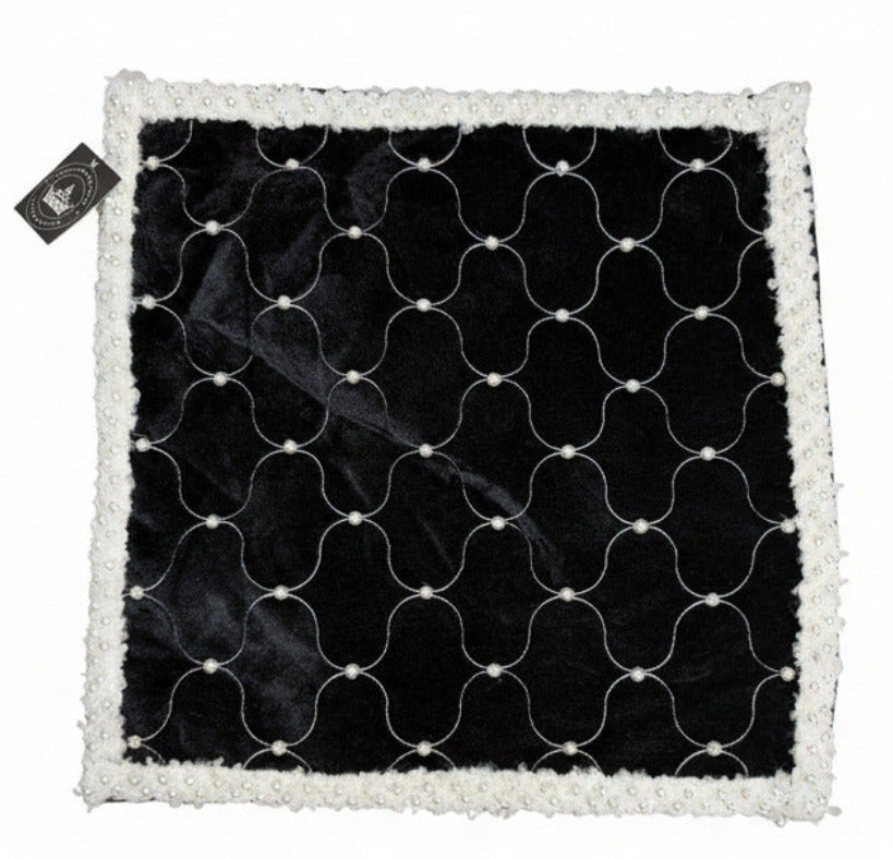 Pre-Order 2026- Black & White Velvet Pearl Collection Pillow Cover 16"x16"