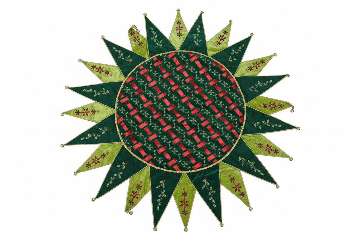 Pre-Order 2026- The Jingle & Jest Collection Velvet Embroidered & Embellished Table Overlay