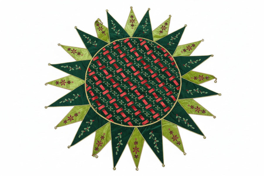 Pre-Order 2026- The Jingle & Jest Collection Velvet Embroidered & Embellished Table Overlay