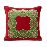 Pre-Order 2026-The Maison Rouge Collection Velvet Red & Green Embroidered Pillow Cover