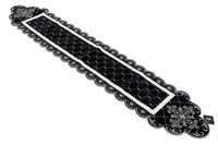 Pre-Order 2026- Black & White Velvet Pearl Collection Table Runner