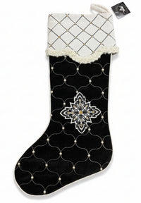 Black & White Velvet Pearl Collection Stocking
