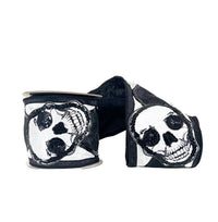 Black and White Velvet and Sequin Skull Harlequin Wired Ribbon 4
