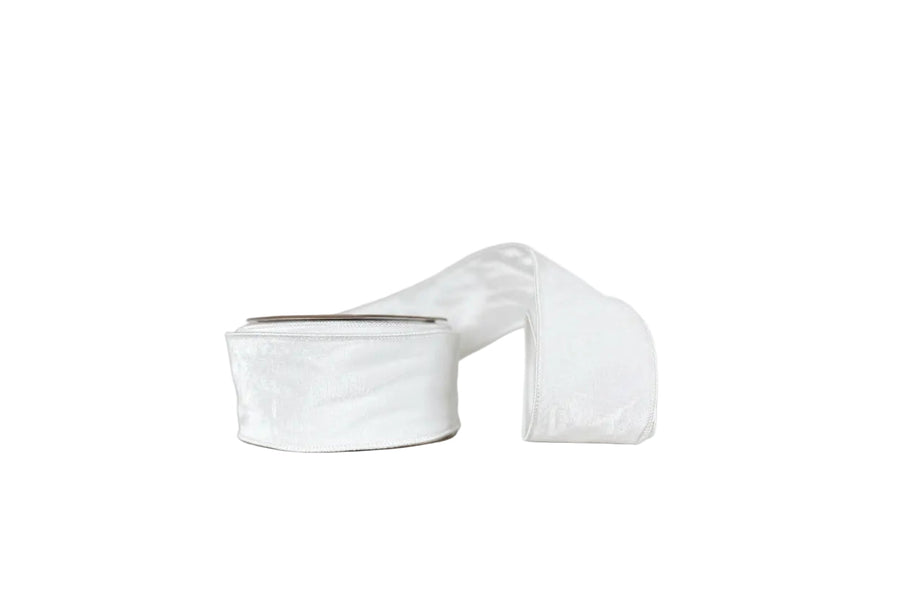 White  Velvet 2.5"x10Y Wired Ribbon