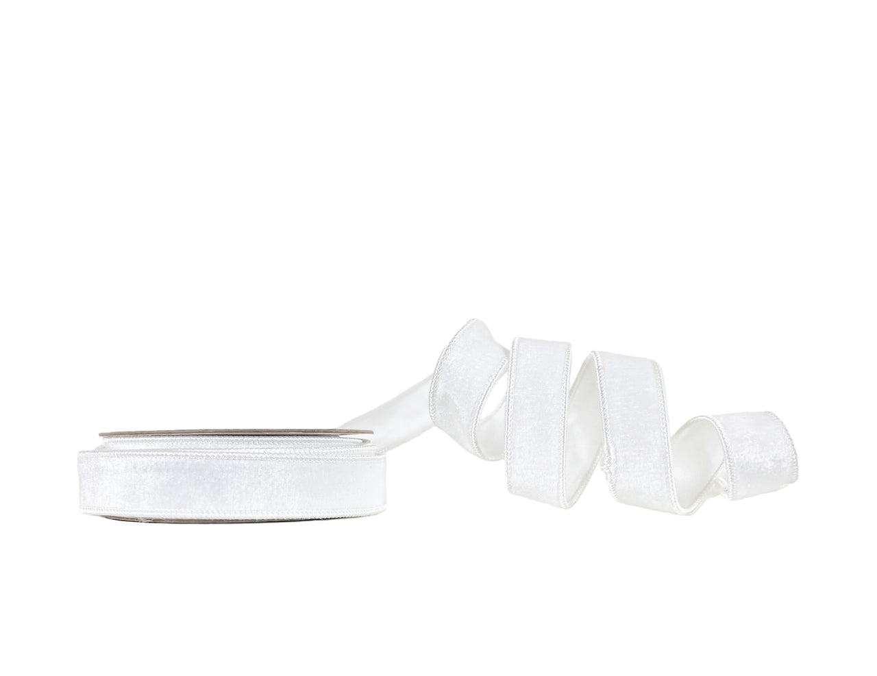 White Velvet 1"x10Y Wired Ribbon