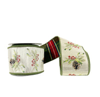 Pre-Order 2026- Berry Print Metallic Plaid Double Sided Wired Ribbon 4
