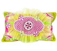 A Sweet Candy Lime Green and Pink Velvet Pillow Cover