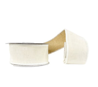 Ivory Cotton Velvet Jute Double Sided Wired Ribbon 2.5