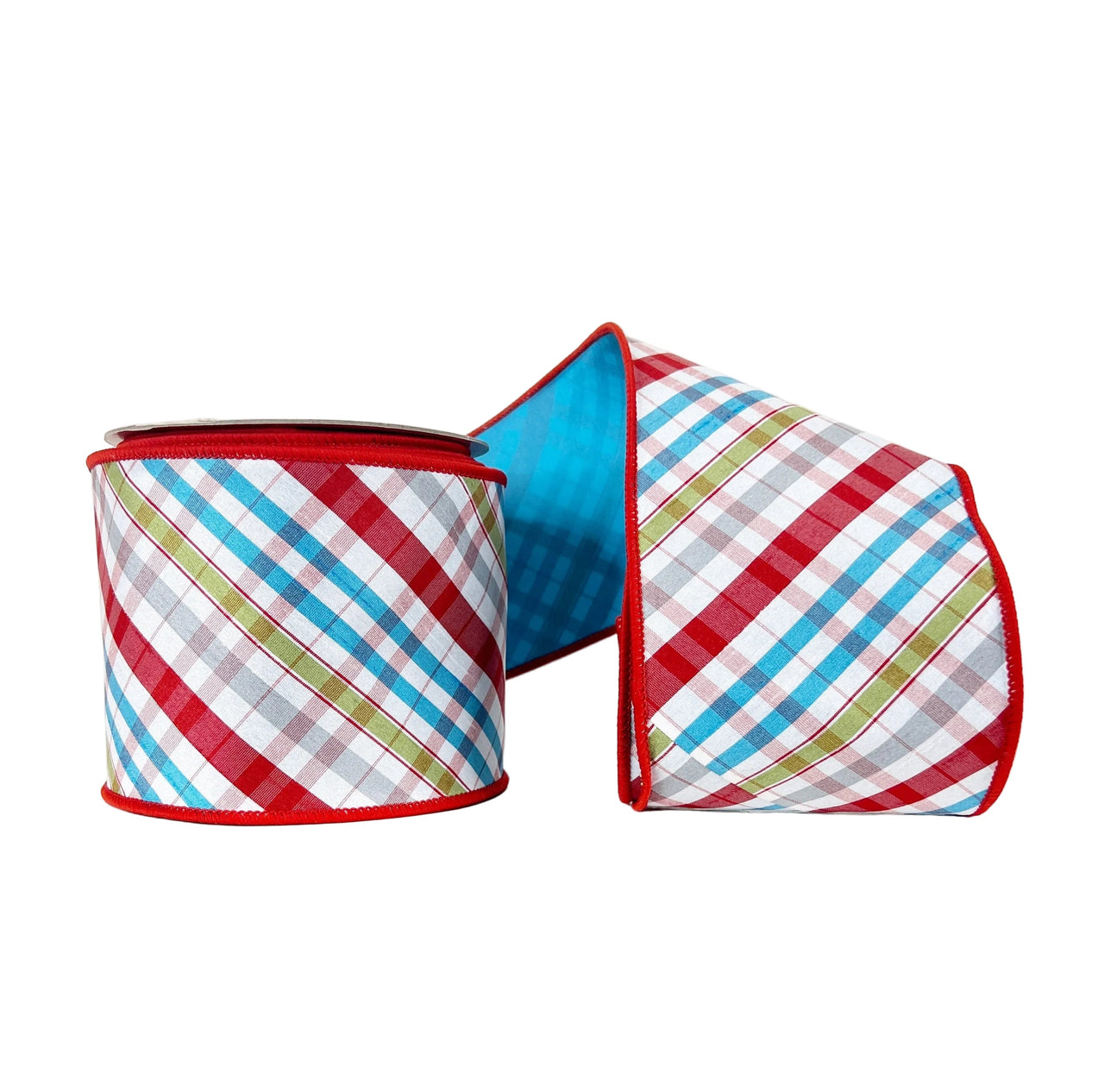 Air Bias Cut Plaid Taffeta Double Sided Wired Ribbon  4"x5Y