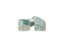 Aqua Jeweled Velvet Metallic Dupion Double Sided Wired Ribbon 4