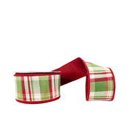 Pre-Order 2026- Red and Green Traditional Plaid Dupioni Double Sided Wired Ribbon 2.5