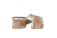 Lt. Brown Double Sided Ruffle Trim Velvet Wired Ribbon 4