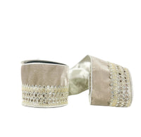 Platinum Jeweled Velvet Metallic Dupion Double Sided Wired Ribbon 4