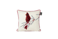 Creme Velvet and Red Velvet Fancy Cardinal Pillow 22