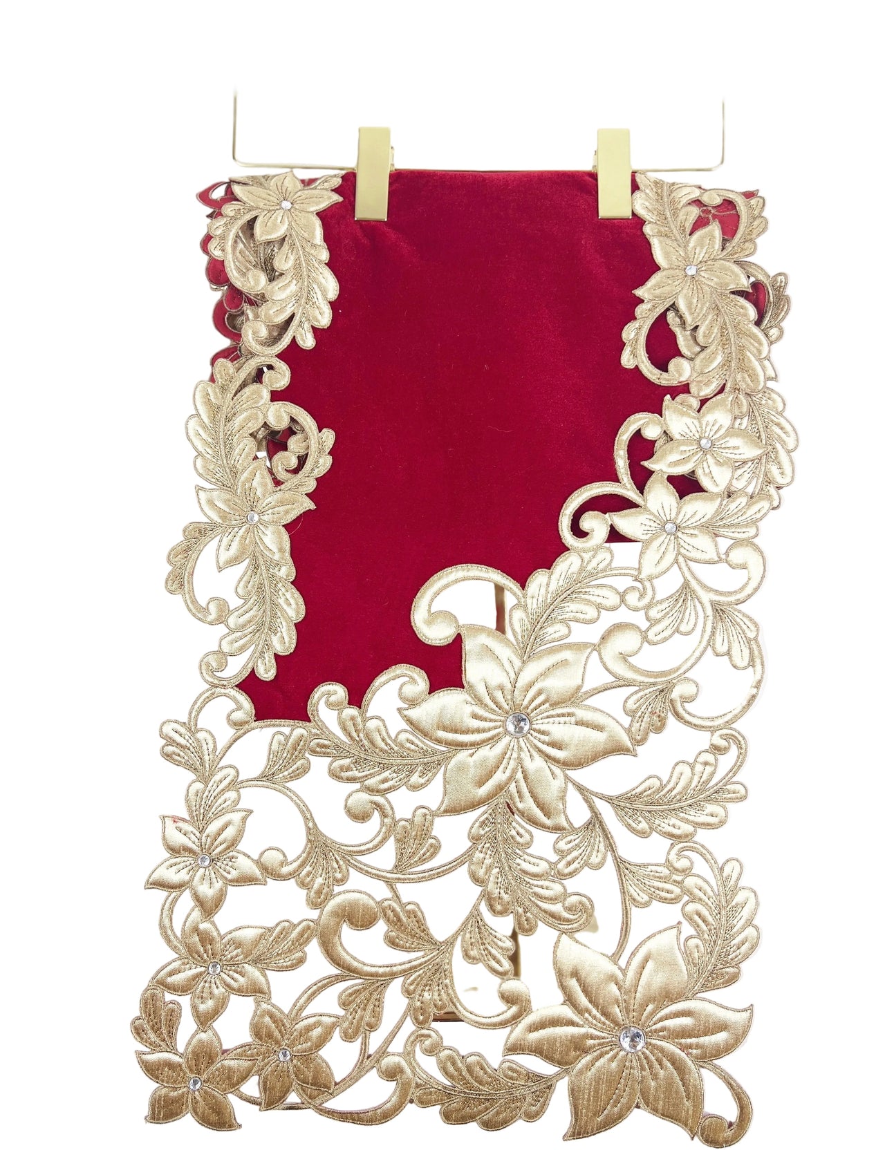 Pre-Order 2026- Regal Red and Gold with Diamond Accent Table Runner