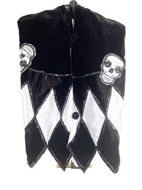 Black and White Velvet and Sequin Skull Harlequin Tree Skirt