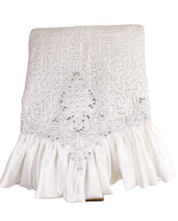 Pre-Order 2026- White Tie Winter Collection Tweed Classy Sequin, Rhinestone and Ruffles Table Overlay