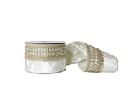 White Jeweled Velvet Metallic Dupion Double Sided Wired Ribbon 4
