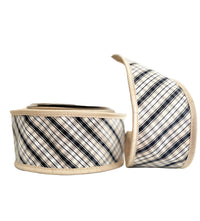 Black Bias Plaid with Dupioni Double SIded Wired Ribbon 2.5