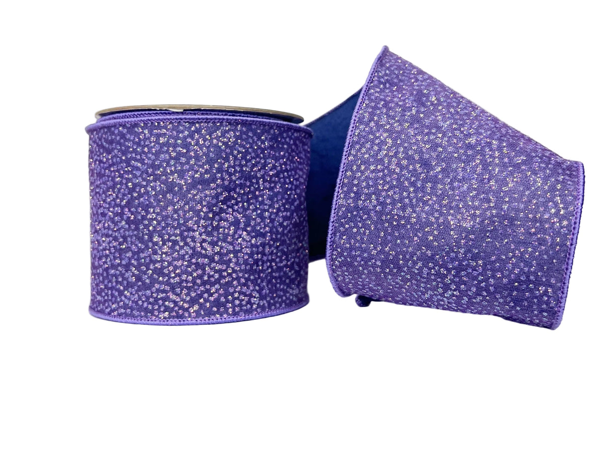 Purple Sparkle 4" Wired Ribbon-(25,94)