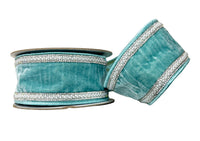 Teal/Turquoise Velvet Bling and & Pearl Trim 2.5