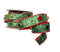 Green Sparkles with Red Piping & Backing Large Gemstone 1