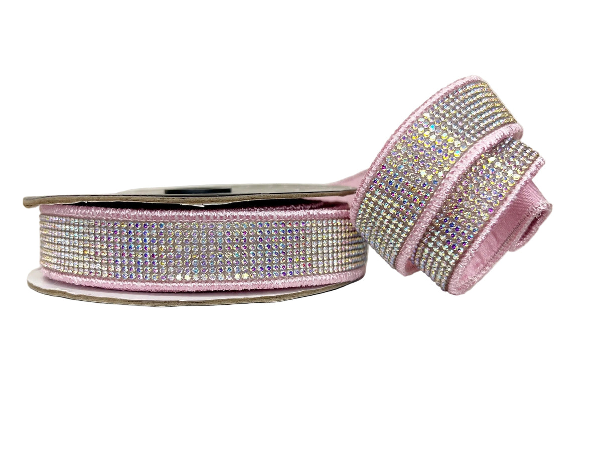 Lt. Pink Bling 1" Wired Ribbon