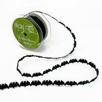 3/4 Inch Original Satin Cut Out Banner Ribbon with Cut Sealed Edge – EX10 BLACK BATS