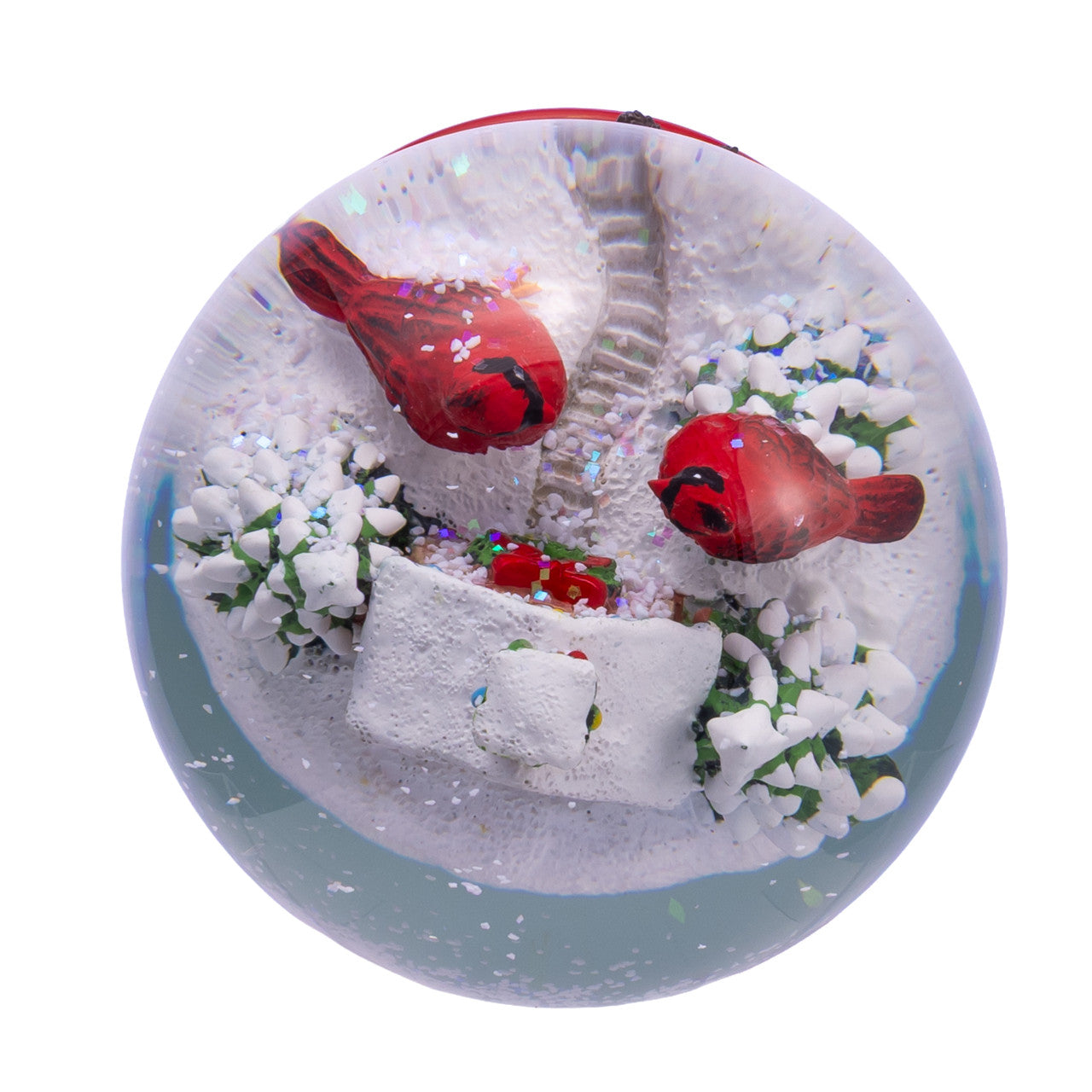 100MM Wind-Up Musical Cardinals With Tree Water Globe