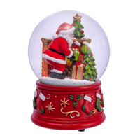 100MM Wind-Up Musical Santa With Fireplace Water Globe