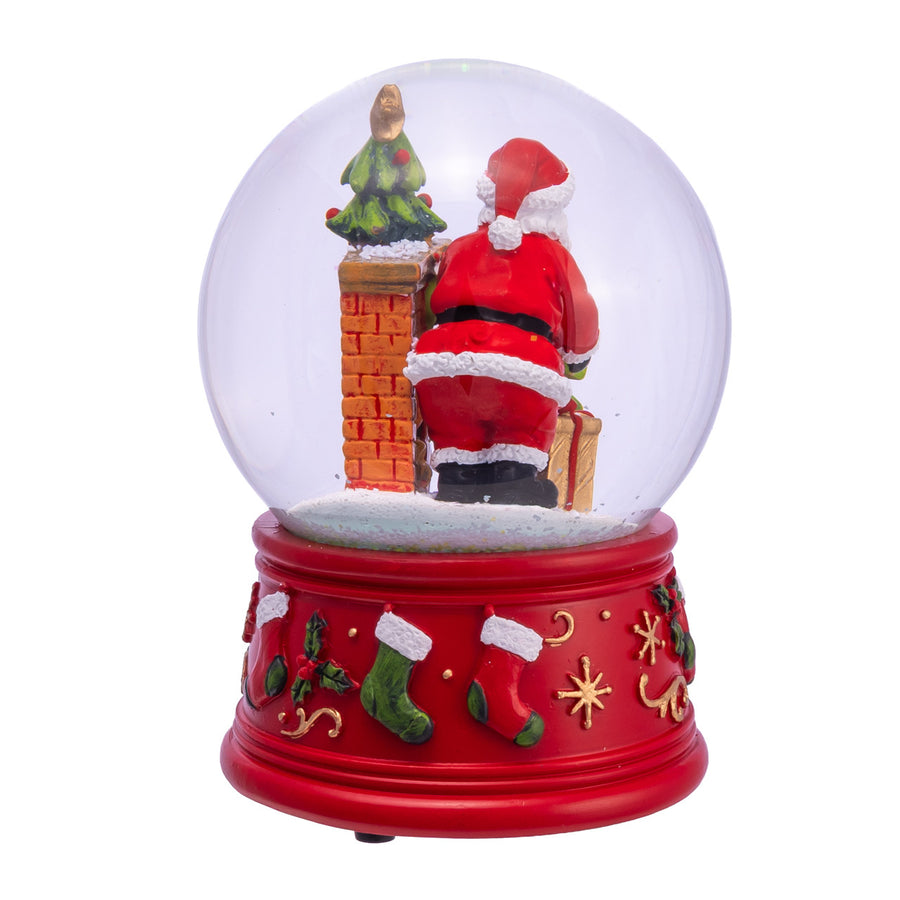 100MM Wind-Up Musical Santa With Fireplace Water Globe