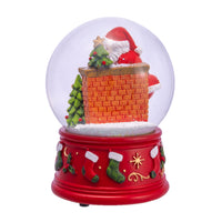 100MM Wind-Up Musical Santa With Fireplace Water Globe