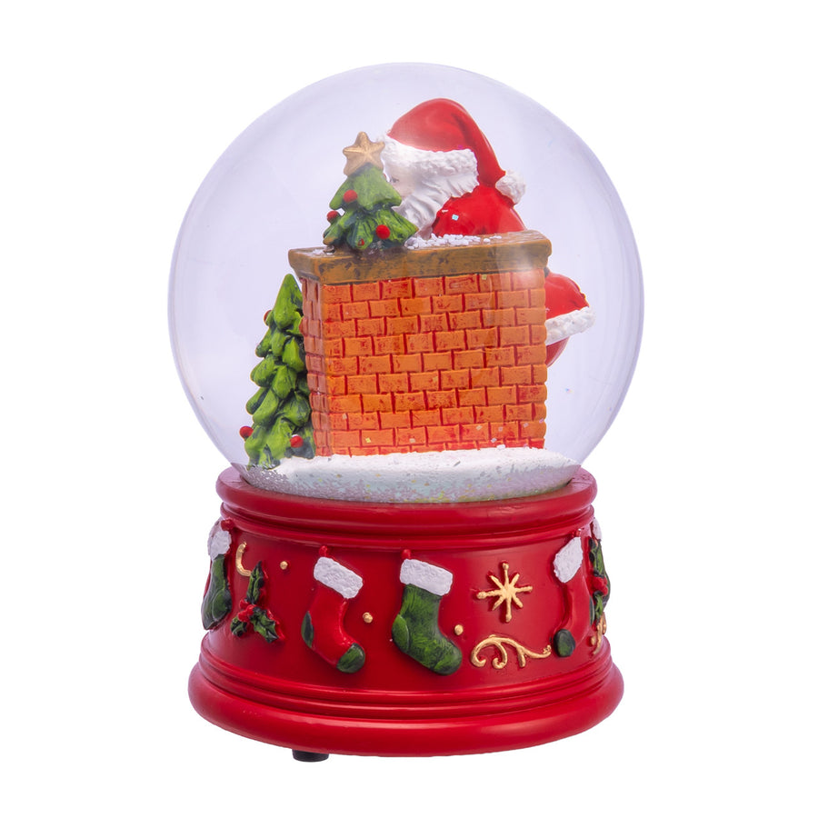 100MM Wind-Up Musical Santa With Fireplace Water Globe