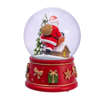 100MM Wind-Up Musical Santa With Chimney & Tree Water Globe