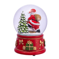 100MM Wind-Up Musical Santa With Chimney & Tree Water Globe