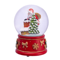 100MM Wind-Up Musical Santa With Chimney & Tree Water Globe