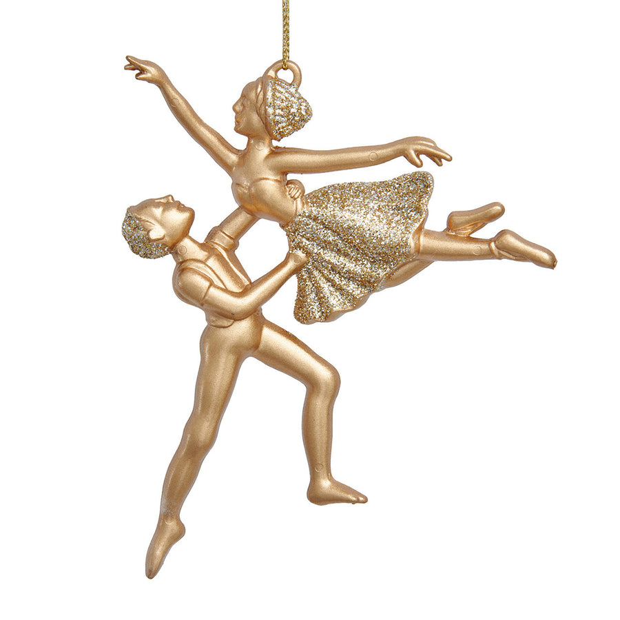 Gold Glittered Dancing Ballet Couple Ornament