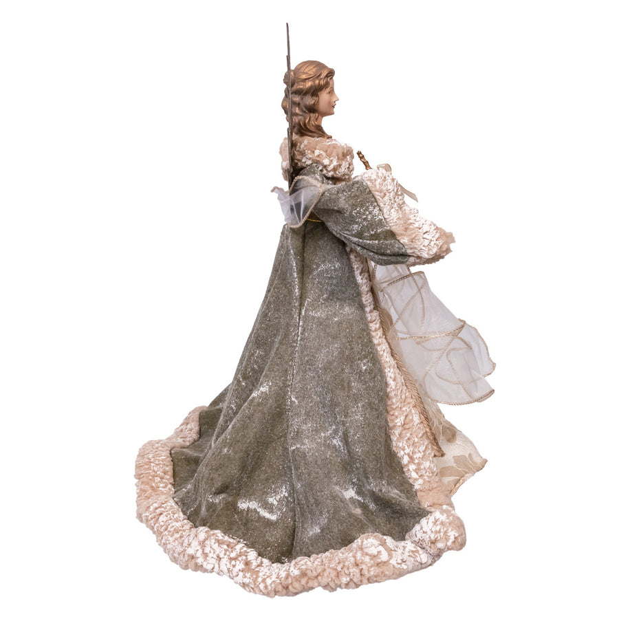16" Ivory & Green Angel Treetop