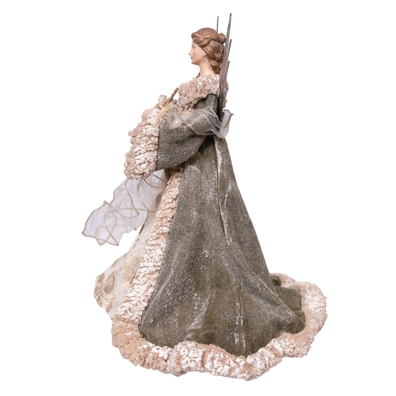 16" Ivory & Green Angel Treetop
