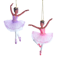 Pink & Lavender African American Ballerina Ornaments