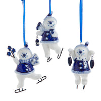 Blue  and White Ice Skating Ornaments