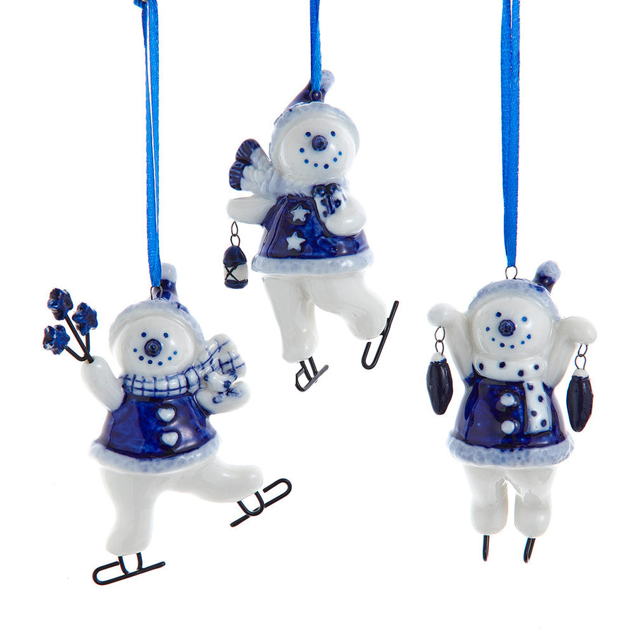 Blue  and White Ice Skating Ornaments