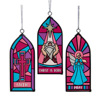 Stained Glass Nativity Ornaments