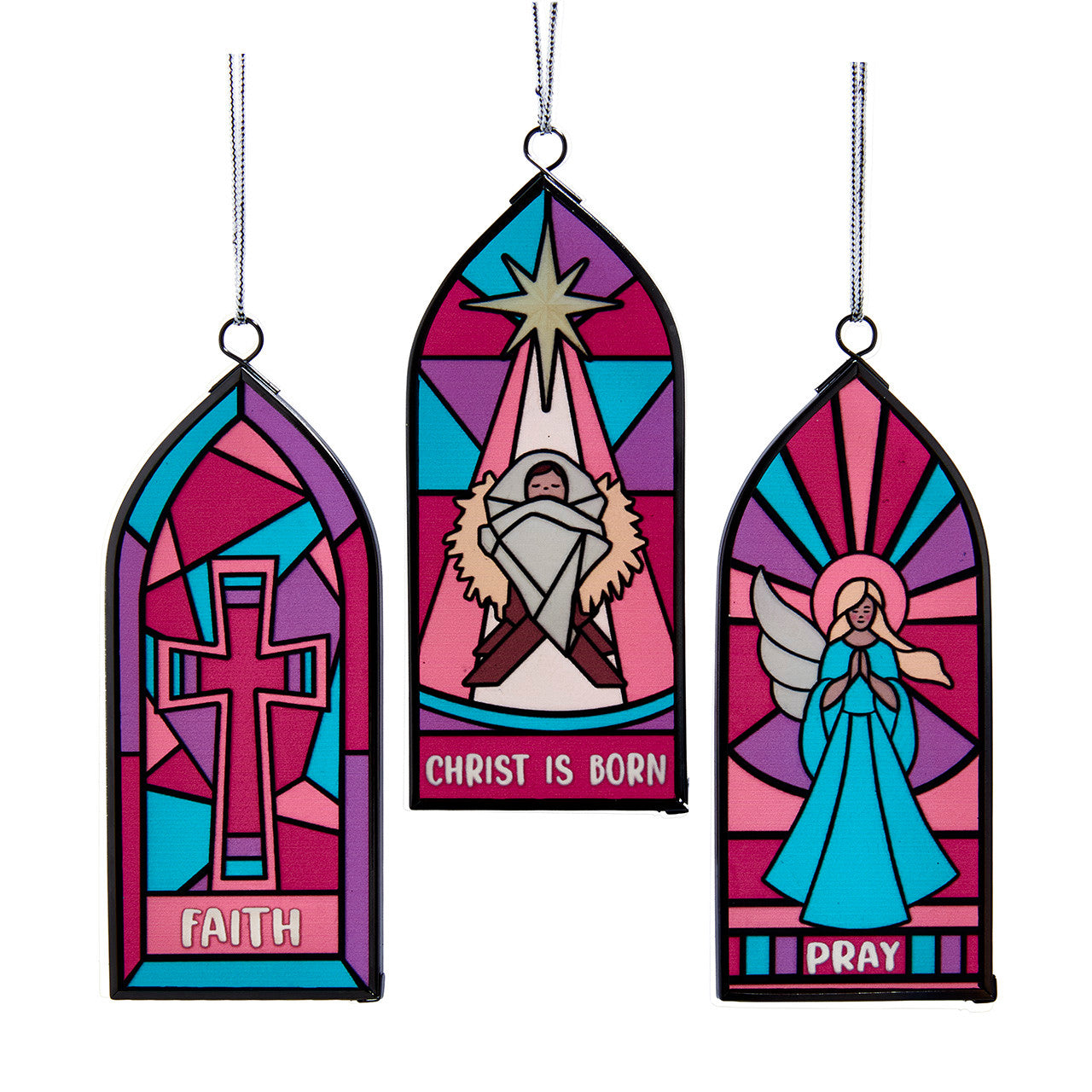 Stained Glass Nativity Ornaments