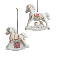 Porcelain Gold & White Horse Ornaments