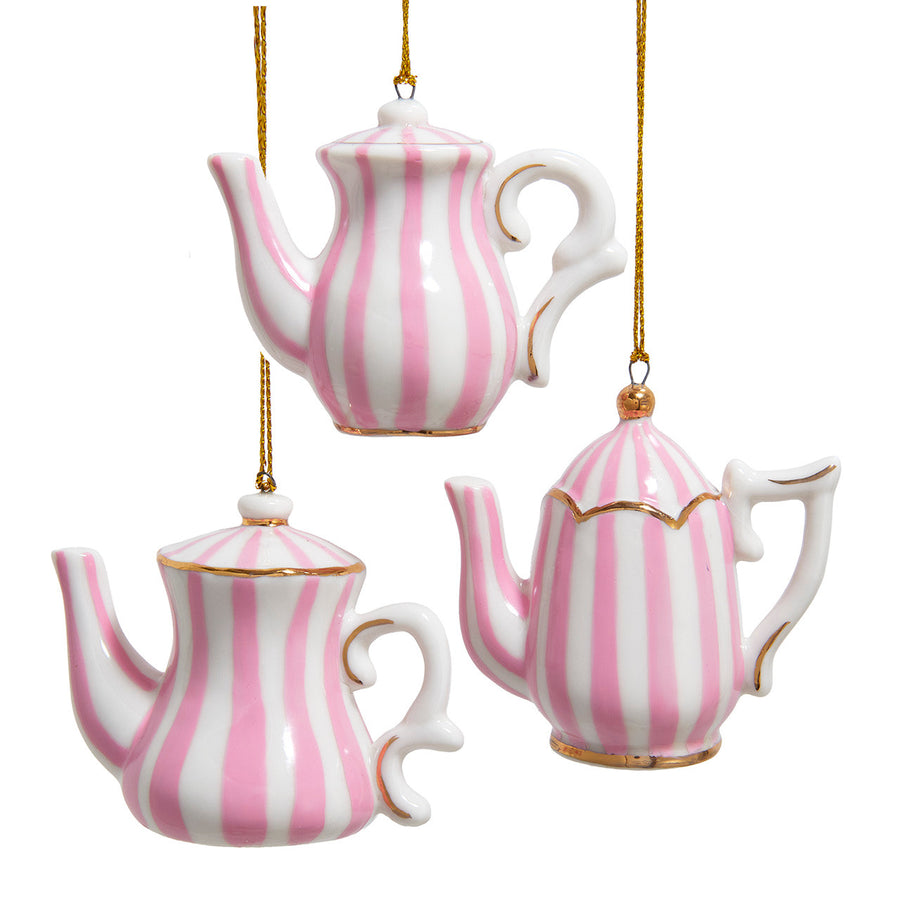 Porcelain Tea Pot With Stripes Ornaments