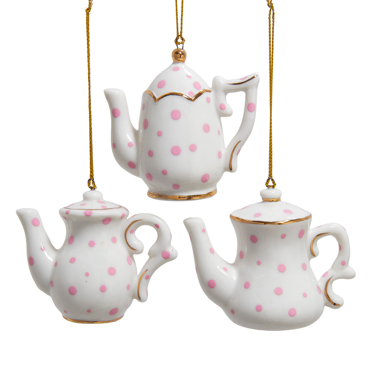 Porcelain Tea Pot With Polka Dots Ornaments