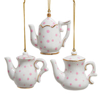 Porcelain Tea Pot With Polka Dots Ornaments