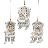 Porcelain Gold & White Chair Ornaments